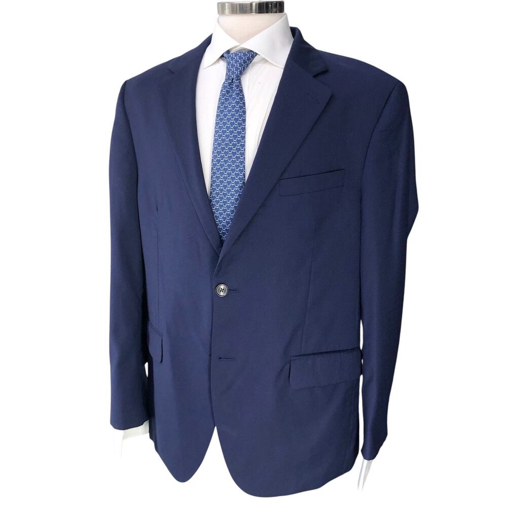 Peter Millar Sport Coat Mens 44R Navy 100% Wool Two Button Classic